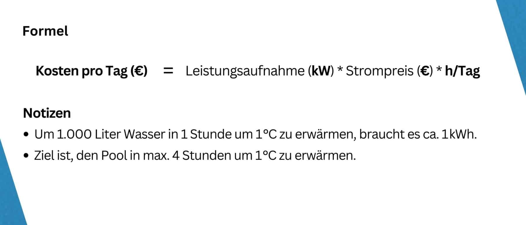 Laufende Kosten Pool